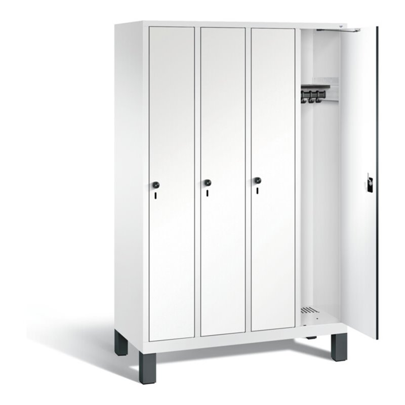 C+P Garderobenschrank Evolo, H1850xB1190xT500mm, Front Dekor Weiß, Korpus Verkehrsweiß (48010-40)