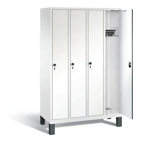 C+P Garderobenschrank Evolo, H1850xB1190xT500mm, Front Dekor Weiß, Korpus Verkehrsweiß (48010-40)