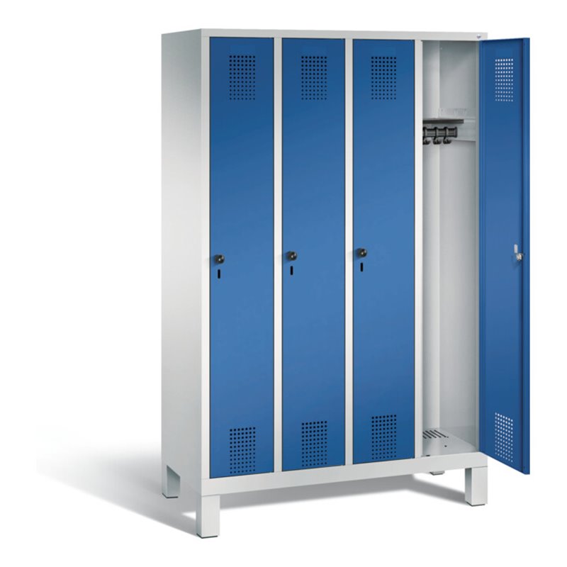 C+P Garderobenschrank Evolo, H1850xB1190xT500mm, Front Enzianblau, Korpus Lichtgrau (48010-40)