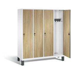 C+P Garderobenschrank Evolo, H1850xB1590xT500mm, Front Dekor Eiche Sereno, Korpus Verkehrsweiß (48010-42)