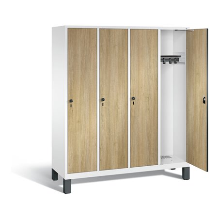 C+P Garderobenschrank Evolo, H1850xB1590xT500mm, Front Dekor Eiche Sereno, Korpus Verkehrsweiß (48010-42)