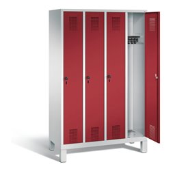 C+P Garderobenschrank Evolo, H1850xB1190xT500mm, Front Rubinrot, Korpus Lichtgrau (48010-40)