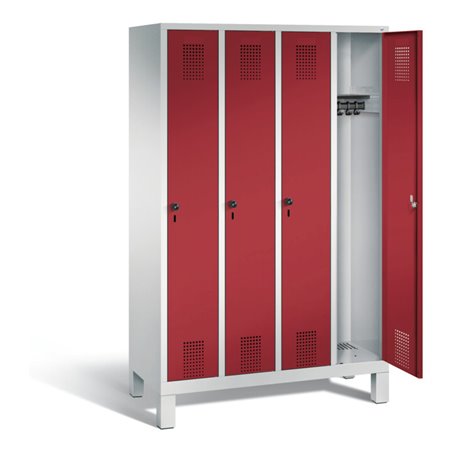 C+P Garderobenschrank Evolo, H1850xB1190xT500mm, Front Rubinrot, Korpus Lichtgrau (48010-40)