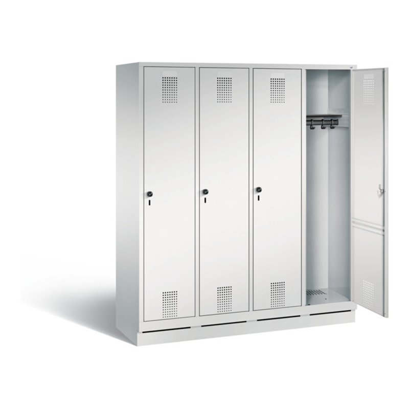 C+P Garderobenschrank Evolo, H1800xB1590xT500mm, Front Lichtgrau, Korpus Lichtgrau (48020-42)