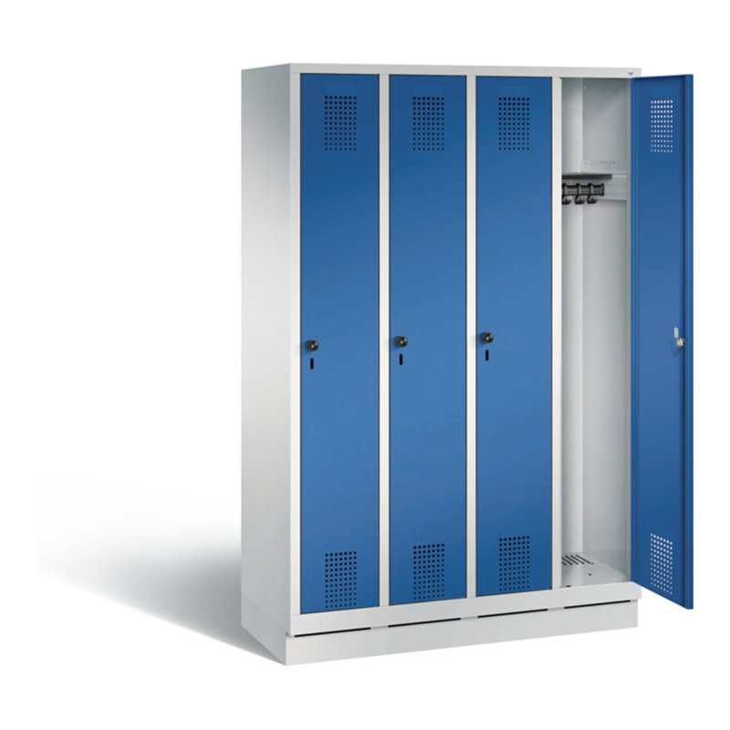 C+P Garderobenschrank Evolo, H1800xB1190xT500mm, Front Enzianblau, Korpus Lichtgrau (48020-40)