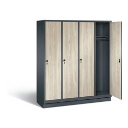 C+P Garderobenschrank Evolo, H1800xB1590xT500mm, Front Dekor Sen-Esche, Korpus Anthrazitgrau (48020-42)