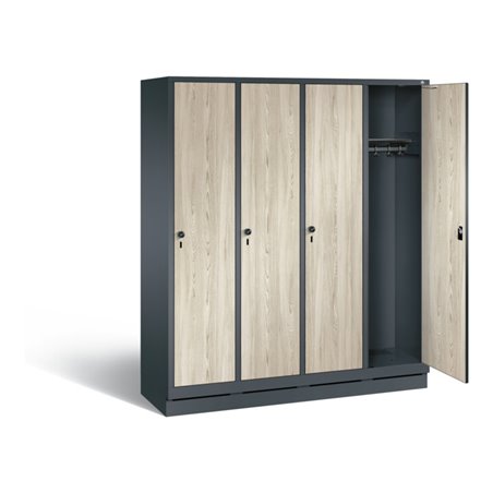 C+P Garderobenschrank Evolo, H1800xB1590xT500mm, Front Dekor Sen-Esche, Korpus Anthrazitgrau (48020-42)