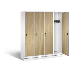 C+P Garderobenschrank Evolo, H1800xB1590xT500mm, Front Dekor Eiche Sereno, Korpus Verkehrsweiß (48020-42)
