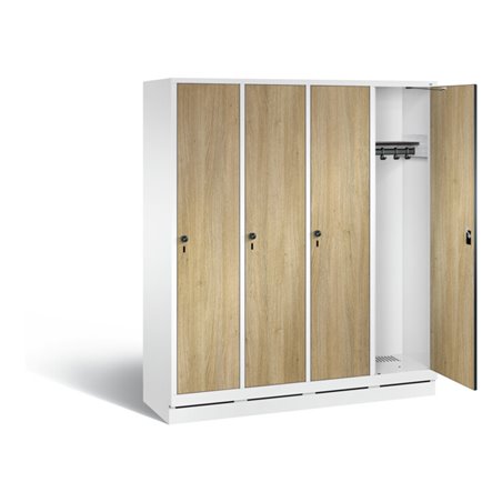 C+P Garderobenschrank Evolo, H1800xB1590xT500mm, Front Dekor Eiche Sereno, Korpus Verkehrsweiß (48020-42)