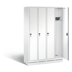 C+P Garderobenschrank Evolo, H1800xB1190xT500mm, Front Dekor Weiß, Korpus Verkehrsweiß (48020-40)