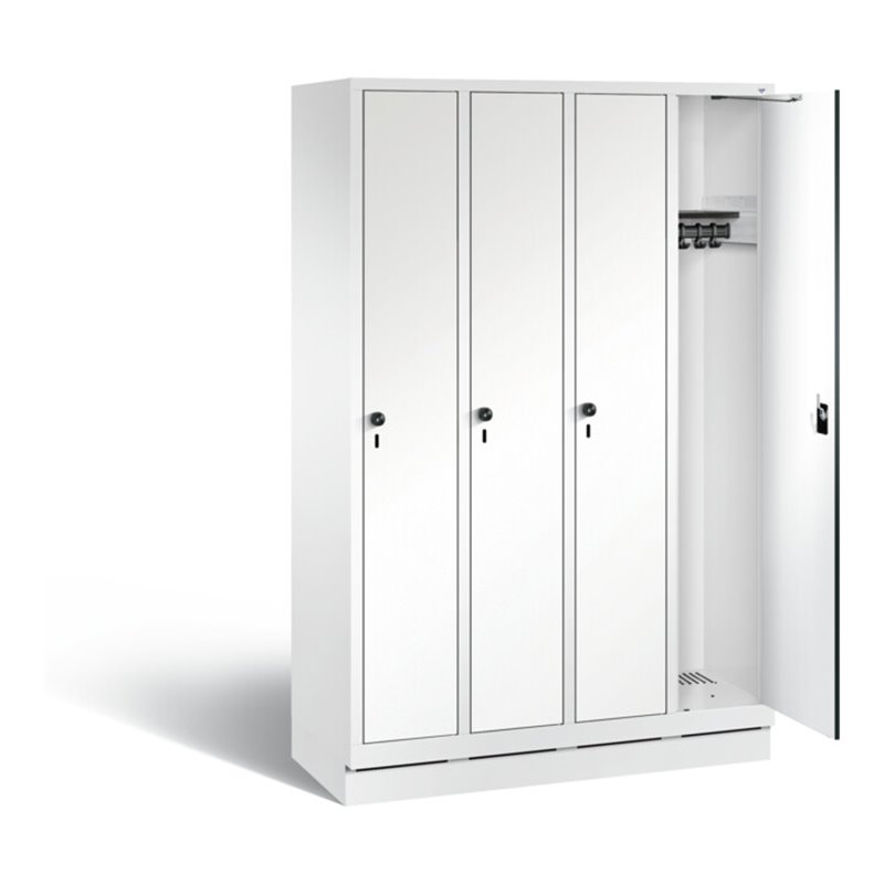 C+P Garderobenschrank Evolo, H1800xB1190xT500mm, Front Dekor Weiß, Korpus Verkehrsweiß (48020-40)