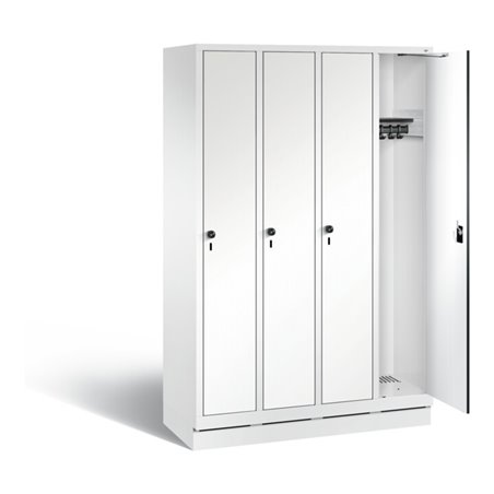 C+P Garderobenschrank Evolo, H1800xB1190xT500mm, Front Dekor Weiß, Korpus Verkehrsweiß (48020-40)