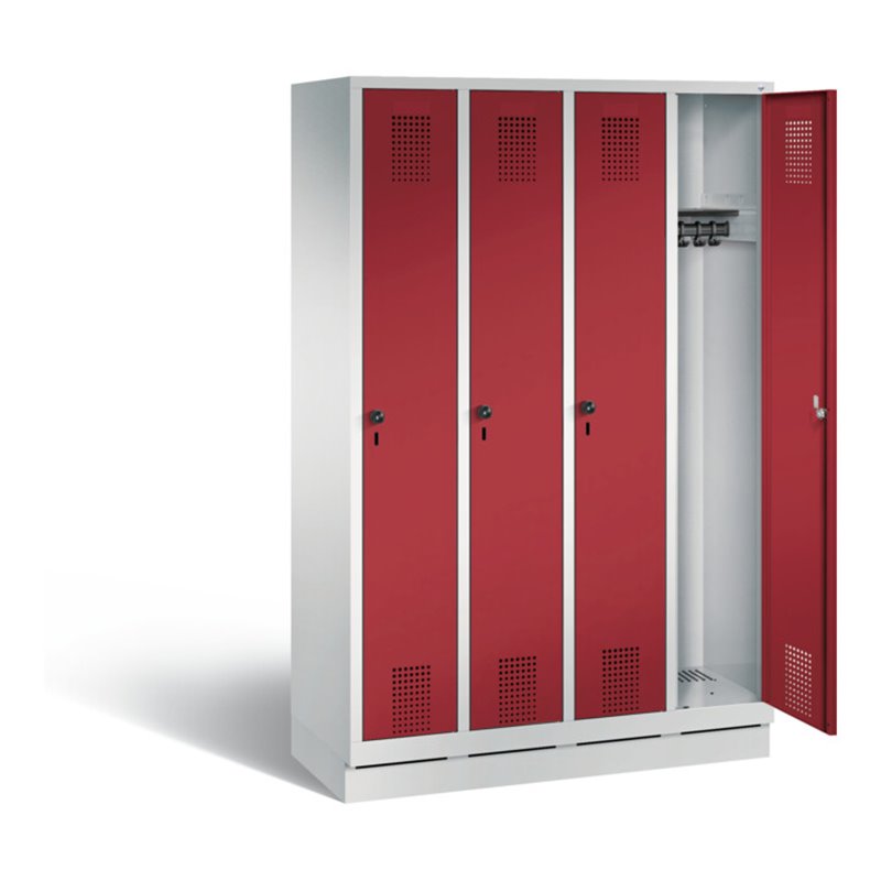 C+P Garderobenschrank Evolo, H1800xB1190xT500mm, Front Rubinrot, Korpus Lichtgrau (48020-40)