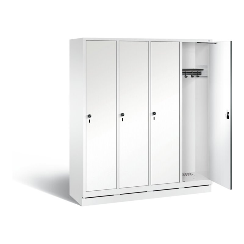 C+P Garderobenschrank Evolo, H1800xB1590xT500mm, Front Dekor Weiß, Korpus Verkehrsweiß (48020-42)