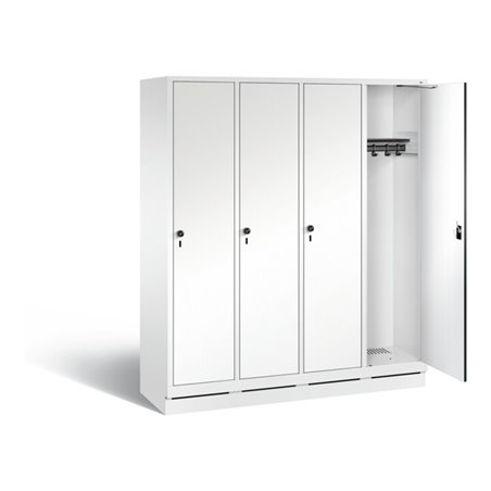 C+P Garderobenschrank Evolo, H1800xB1590xT500mm, Front Dekor Weiß, Korpus Verkehrsweiß (48020-42)