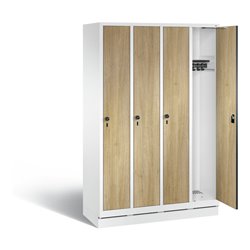 C+P Garderobenschrank Evolo, H1800xB1190xT500mm, Front Dekor Eiche Sereno, Korpus Verkehrsweiß (48020-40)