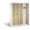 C+P Garderobenschrank Evolo, H1800xB1190xT500mm, Front Dekor Eiche Sereno, Korpus Verkehrsweiß (48020-40)