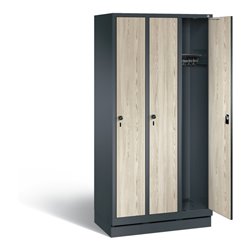 C+P Garderobenschrank Evolo, H1800xB900xT500mm, Front Dekor Sen-Esche, Korpus Anthrazitgrau (48020-30)