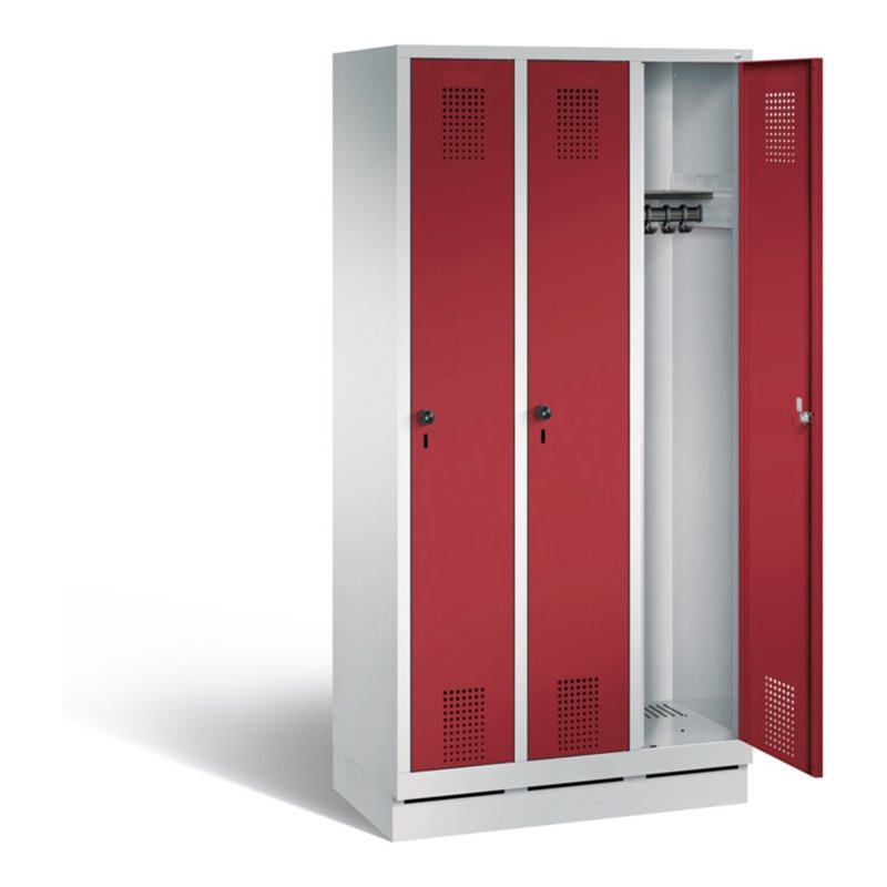 C+P Garderobenschrank Evolo, H1800xB900xT500mm, Front Rubinrot, Korpus Lichtgrau (48020-30)