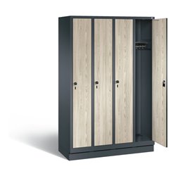 C+P Garderobenschrank Evolo, H1800xB1190xT500mm, Front Dekor Sen-Esche, Korpus Anthrazitgrau (48020-40)