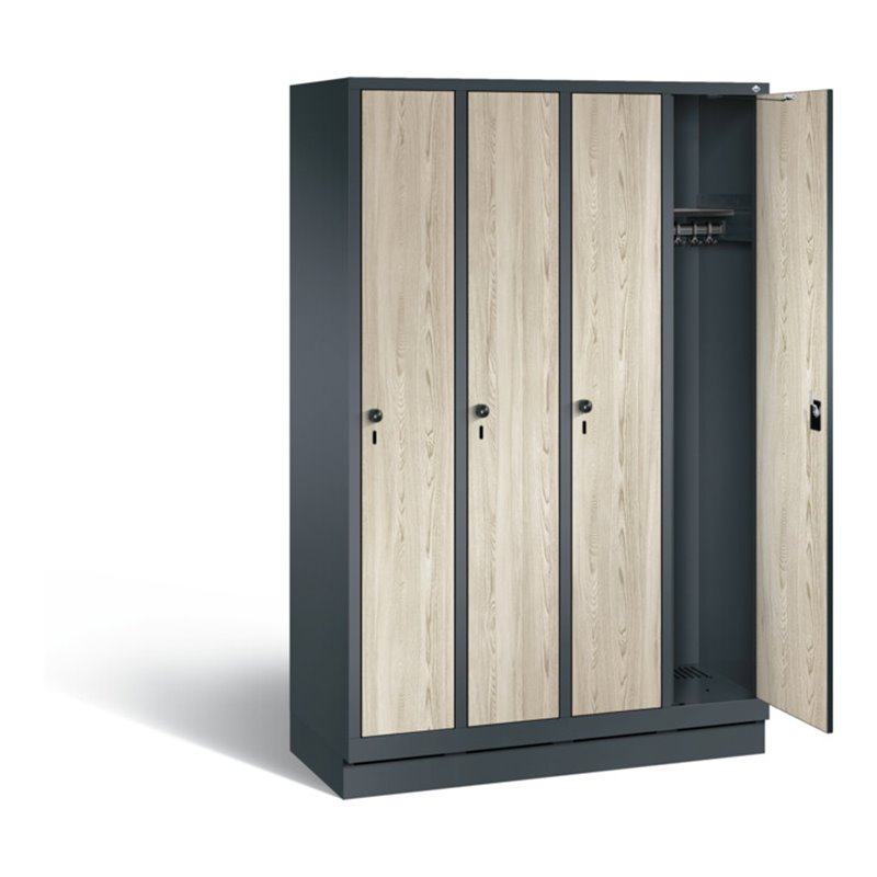 C+P Garderobenschrank Evolo, H1800xB1190xT500mm, Front Dekor Sen-Esche, Korpus Anthrazitgrau (48020-40)