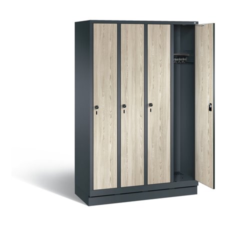 C+P Garderobenschrank Evolo, H1800xB1190xT500mm, Front Dekor Sen-Esche, Korpus Anthrazitgrau (48020-40)