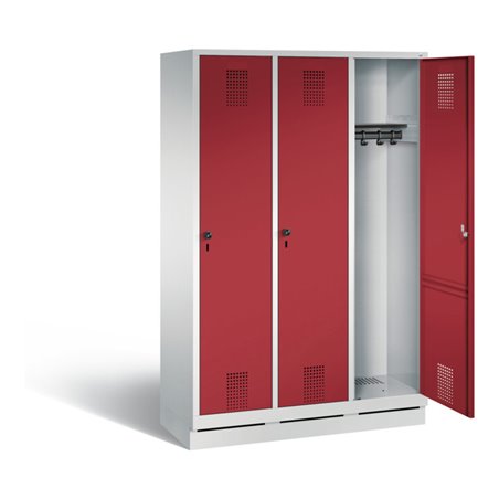 C+P Garderobenschrank Evolo, H1800xB1200xT500mm, Front Rubinrot, Korpus Lichtgrau (48020-32)