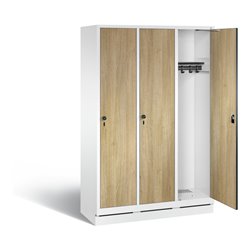 C+P Garderobenschrank Evolo, H1800xB1200xT500mm, Front Dekor Eiche Sereno, Korpus Verkehrsweiß (48020-32)