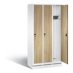 C+P Garderobenschrank Evolo, H1800xB900xT500mm, Front Dekor Eiche Sereno, Korpus Verkehrsweiß (48020-30)