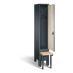 C+P Garderobenschrank Evolo, H1850xB320xT815mm, Front Dekor Sen-Esche, Korpus Anthrazitgrau, Gestell Schwarzgrau (48030-10)