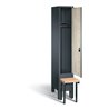 C+P Garderobenschrank Evolo, H1850xB320xT815mm, Front Dekor Sen-Esche, Korpus Anthrazitgrau, Gestell Schwarzgrau (48030-10)