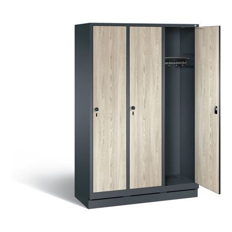 C+P Garderobenschrank Evolo, H1800xB1200xT500mm, Front Dekor Sen-Esche, Korpus Anthrazitgrau (48020-32)