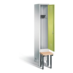C+P Garderobenschrank Evolo, H1850xB320xT815mm, Front Viridingrün, Korpus Lichtgrau, Gestell Schwarzgrau (48030-10)