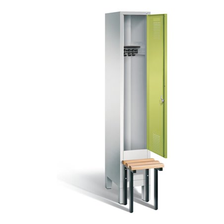C+P Garderobenschrank Evolo, H1850xB320xT815mm, Front Viridingrün, Korpus Lichtgrau, Gestell Schwarzgrau (48030-10)