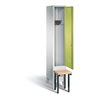 C+P Garderobenschrank Evolo, H1850xB320xT815mm, Front Viridingrün, Korpus Lichtgrau, Gestell Schwarzgrau (48030-10)