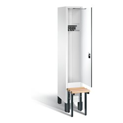 C+P Garderobenschrank Evolo, H1850xB320xT815mm, Front Dekor Weiß, Korpus Verkehrsweiß, Gestell Schwarzgrau (48030-10)
