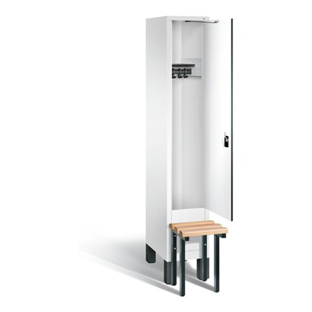 C+P Garderobenschrank Evolo, H1850xB320xT815mm, Front Dekor Weiß, Korpus Verkehrsweiß, Gestell Schwarzgrau (48030-10)