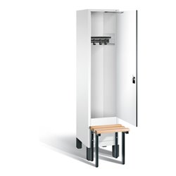 C+P Garderobenschrank Evolo, H1850xB420xT815mm, Front Dekor Weiß, Korpus Verkehrsweiß, Gestell Schwarzgrau (48030-12)