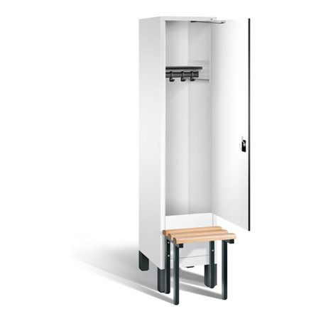 C+P Garderobenschrank Evolo, H1850xB420xT815mm, Front Dekor Weiß, Korpus Verkehrsweiß, Gestell Schwarzgrau (48030-12)