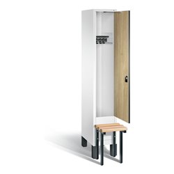 C+P Garderobenschrank Evolo, H1850xB320xT815mm, Front Dekor Eiche Sereno, Korpus Verkehrsweiß, Gestell Schwarzgrau (48030-10)