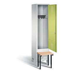 C+P Garderobenschrank Evolo, H1850xB420xT815mm, Front Viridingrün, Korpus Lichtgrau, Gestell Schwarzgrau (48030-12)