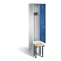 C+P Garderobenschrank Evolo, H1850xB320xT815mm, Front Enzianblau, Korpus Lichtgrau, Gestell Schwarzgrau (48030-10)