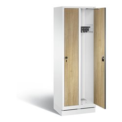 C+P Garderobenschrank Evolo, H1800xB610xT500mm, Front Dekor Eiche Sereno, Korpus Verkehrsweiß (48020-20)