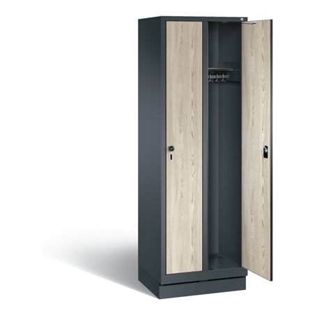 C+P Garderobenschrank Evolo, H1800xB610xT500mm, Front Dekor Sen-Esche, Korpus Anthrazitgrau (48020-20)