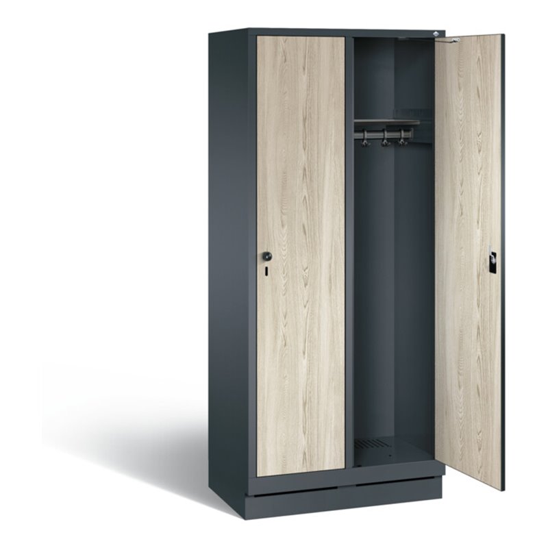 C+P Garderobenschrank Evolo, H1800xB810xT500mm, Front Dekor Sen-Esche, Korpus Anthrazitgrau (48020-22)