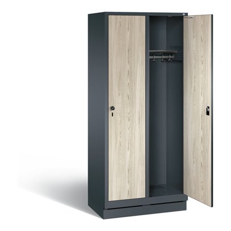 C+P Garderobenschrank Evolo, H1800xB810xT500mm, Front Dekor Sen-Esche, Korpus Anthrazitgrau (48020-22)