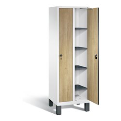 C+P Wäsche-Spind Evolo, H1850xB610xT500mm, Front Dekor Eiche Sereno, Korpus Verkehrsweiß (48010-20B)