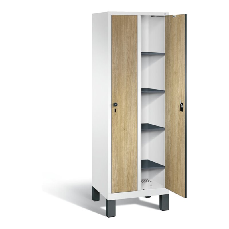 C+P Wäsche-Spind Evolo, H1850xB610xT500mm, Front Dekor Eiche Sereno, Korpus Verkehrsweiß (48010-20B)