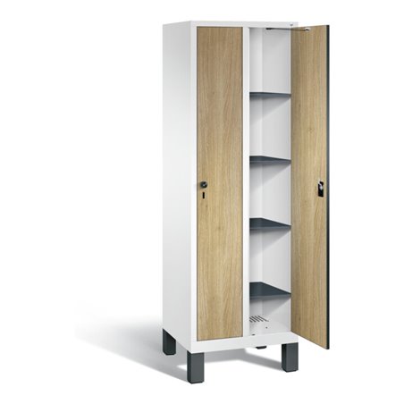 C+P Wäsche-Spind Evolo, H1850xB610xT500mm, Front Dekor Eiche Sereno, Korpus Verkehrsweiß (48010-20B)