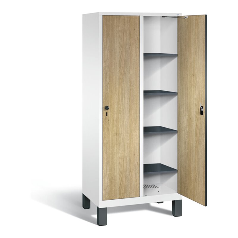 C+P Wäsche-Spind Evolo, H1850xB810xT500mm, Front Dekor Eiche Sereno, Korpus Verkehrsweiß (48010-22B)